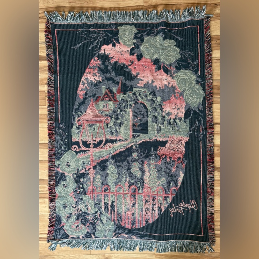Vintage Cottagecore floral tapestry blanket by Glynda Turley - Picture 2 of 4